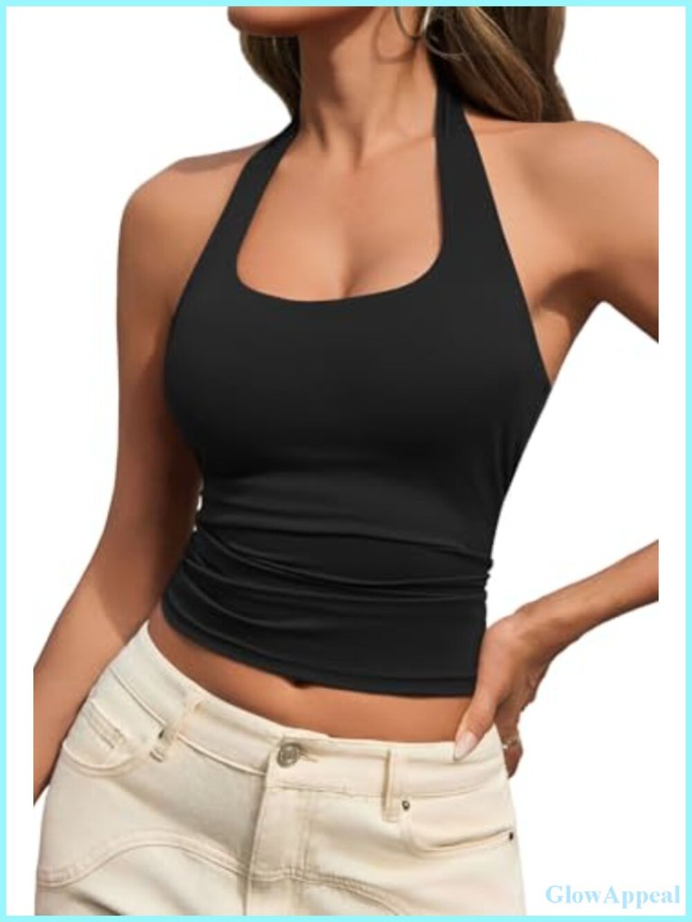 Womens Halter Neck Backless Crop Tank Top Sleeveless Yoga Workout Going Out